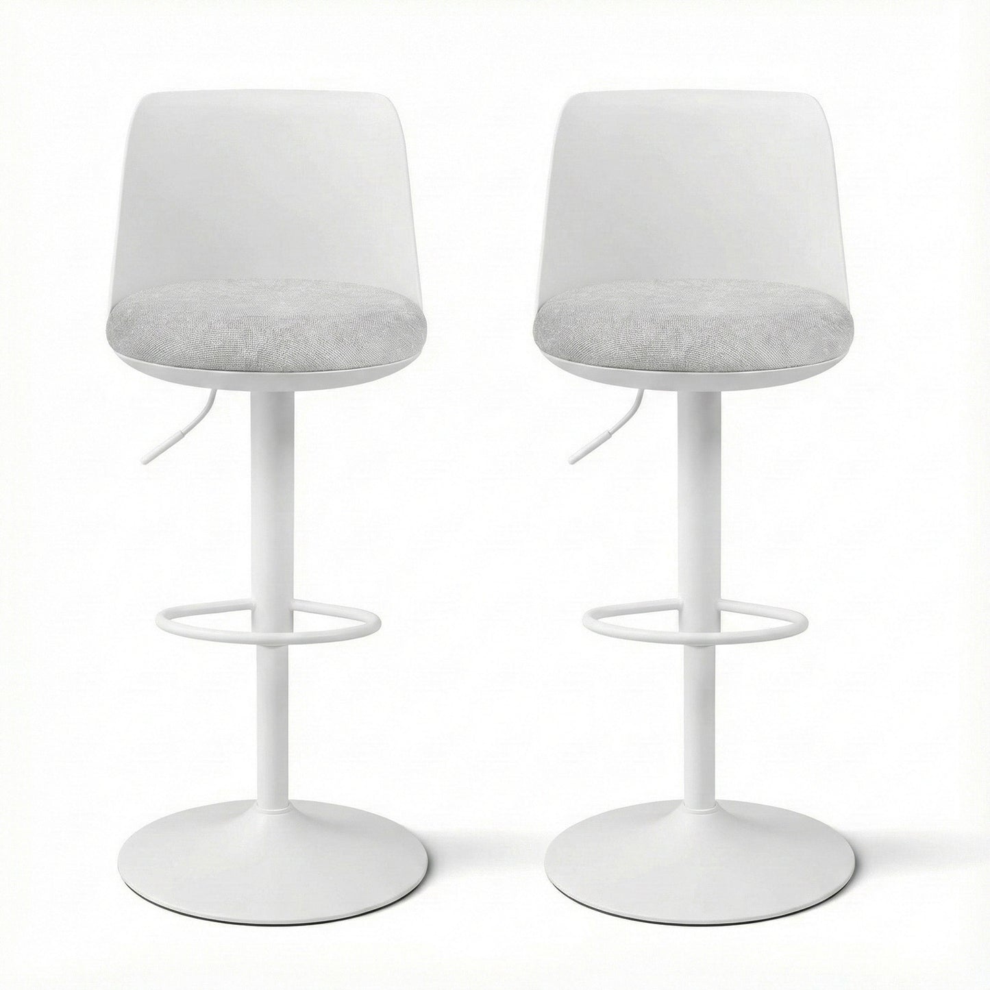 Artiss 2x Bar Stools Kitchen Swivel Gas Lift Counter Dining Chair Curved White