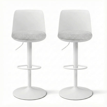 Artiss 2x Bar Stools Kitchen Swivel Gas Lift Counter Dining Chair Curved White