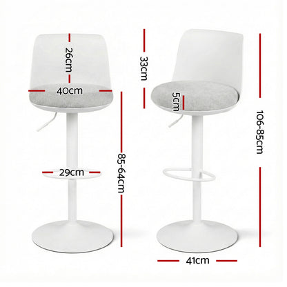 Artiss 4x Bar Stools Kitchen Swivel Gas Lift Counter Dining Chair Curved White