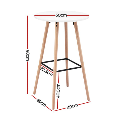 Artiss Bar Table Round Counter Kitchen Dining Desk Pub 98cm Height Wood White