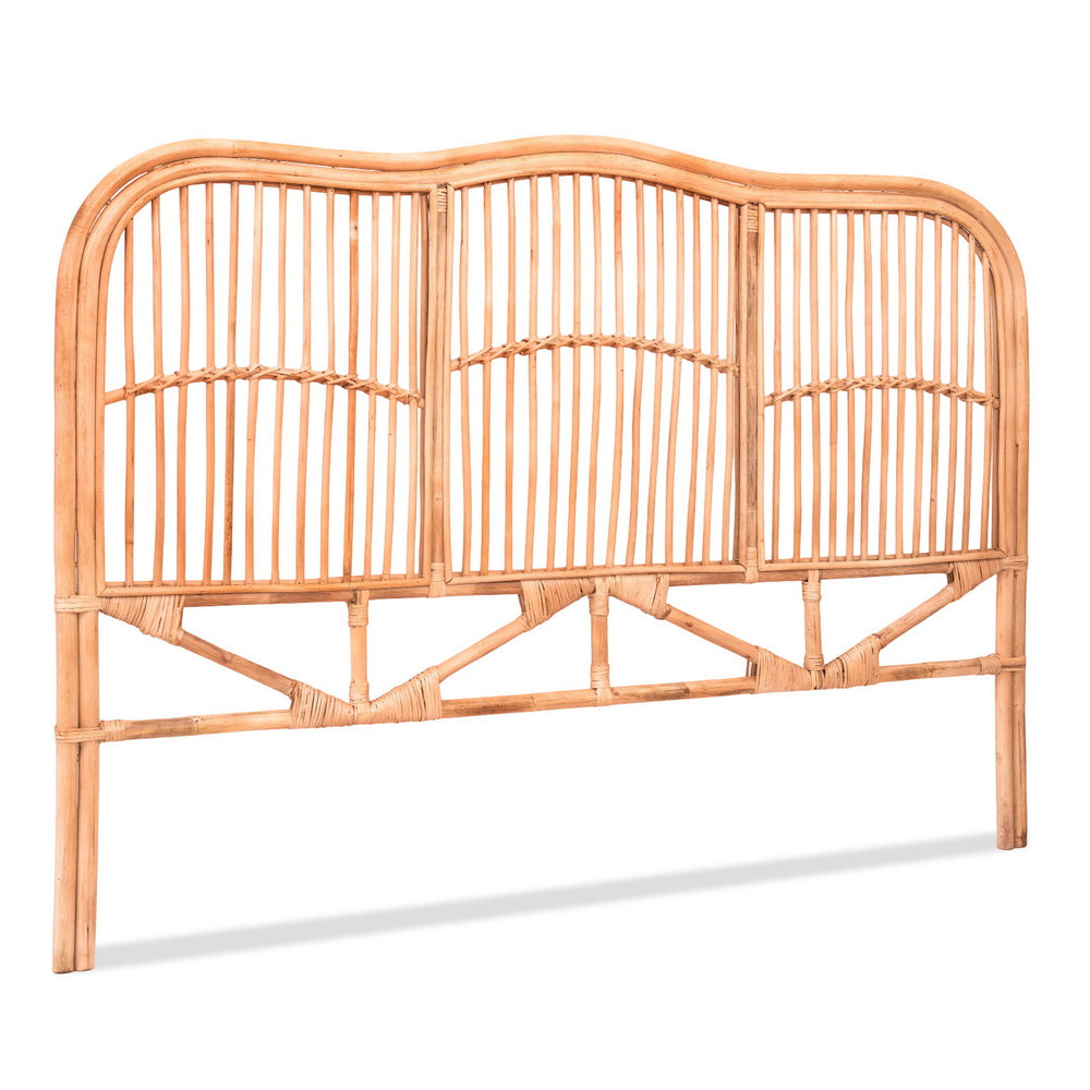 Artiss Bed Headboard Queen Bedhead Rattan - NERO Pine