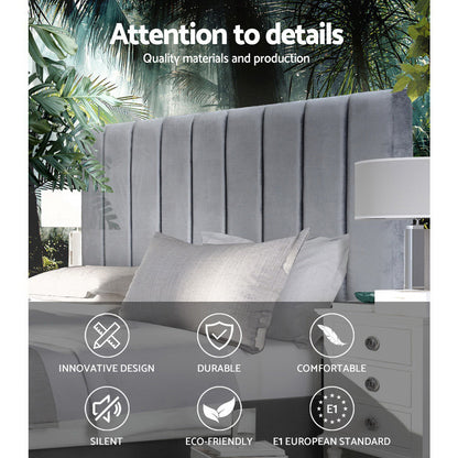 Artiss Bed Head Headboard Queen Velvet - VELA Grey