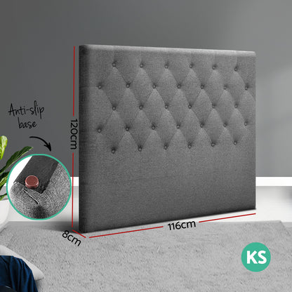 Artiss Bed Head Headboard King Single Size Fabric - CAPPI Grey