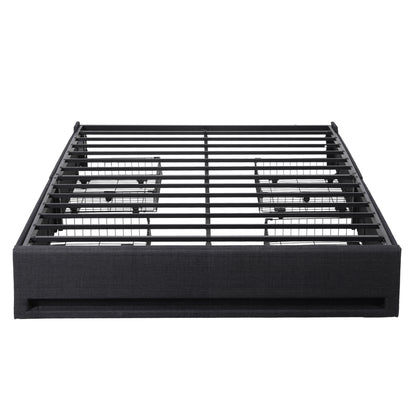 Artiss Queen Bed Frame with Storage Drawers RGB Lights Charging Station Upholstered Fabric