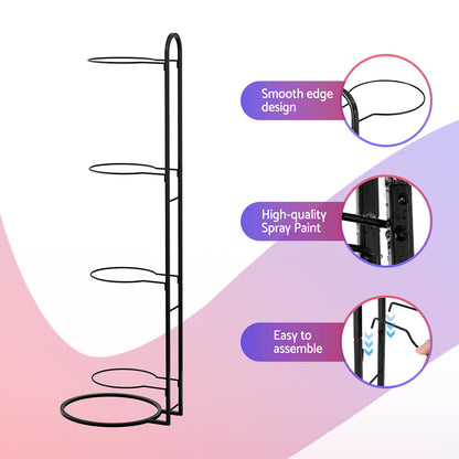 Everfit Ball Storage Rack Sports Equipment Organizer 4-Tier Holder for Garage Gym Black