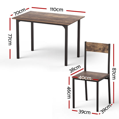 Artiss Dining Table and Chairs Set of 5 Compact Kitchen Furniture Rustic Brown