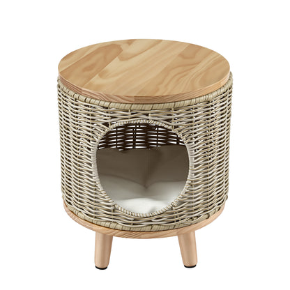 Gardeon Coffee Side Table Wicker Steel Desk Pet Bed Storage Outdoor Furniture