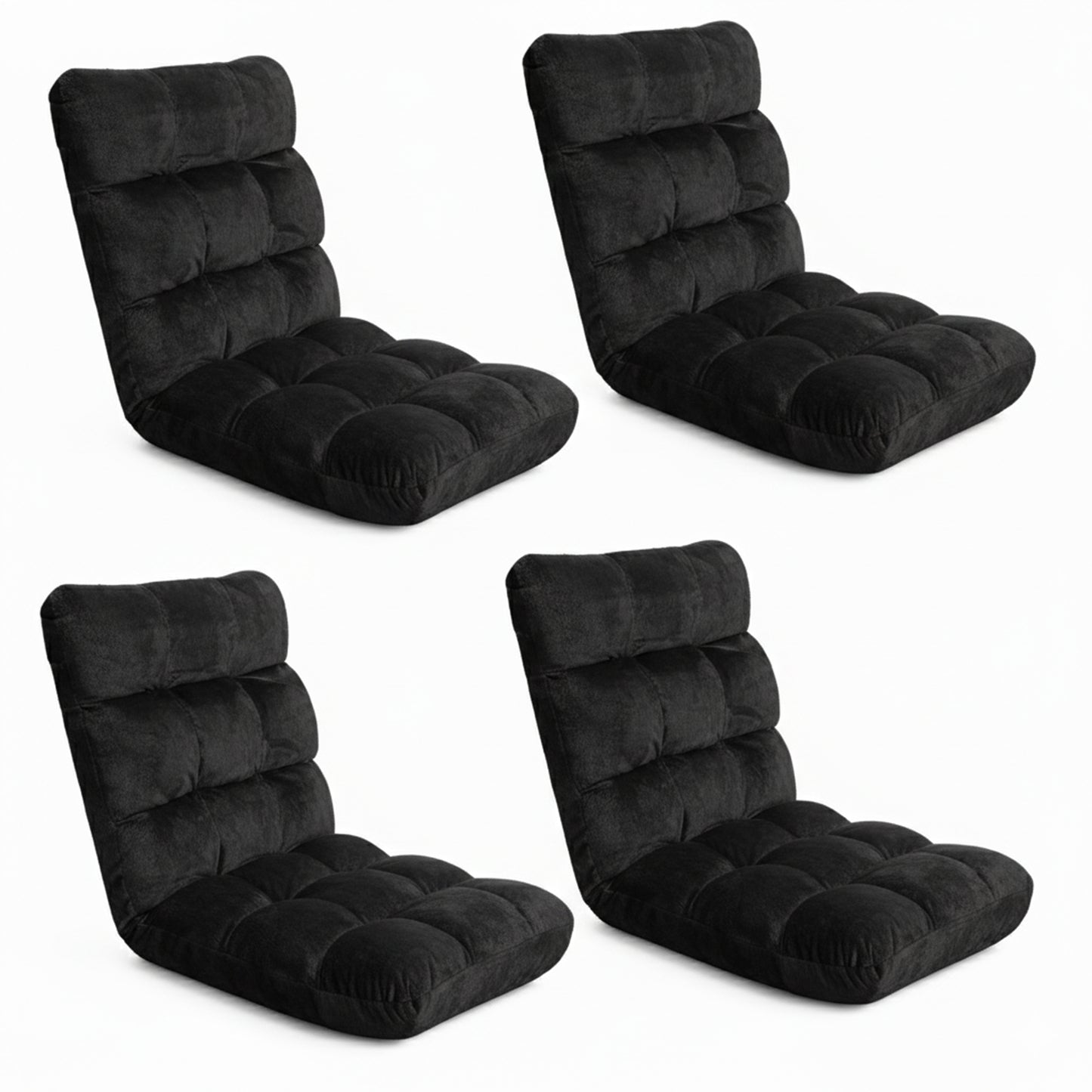Artiss 4X Lounge Sofa Bed Flannel Fabric Black