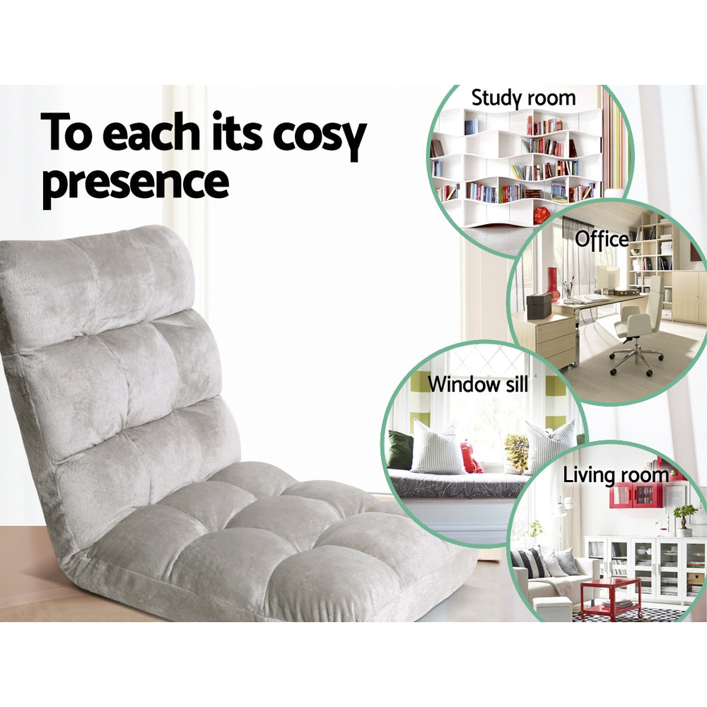 Artiss 2X Lounge Sofa Bed Flannel Fabric Grey