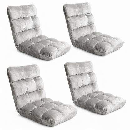 Artiss 4X Lounge Sofa Bed Flannel Fabric Grey