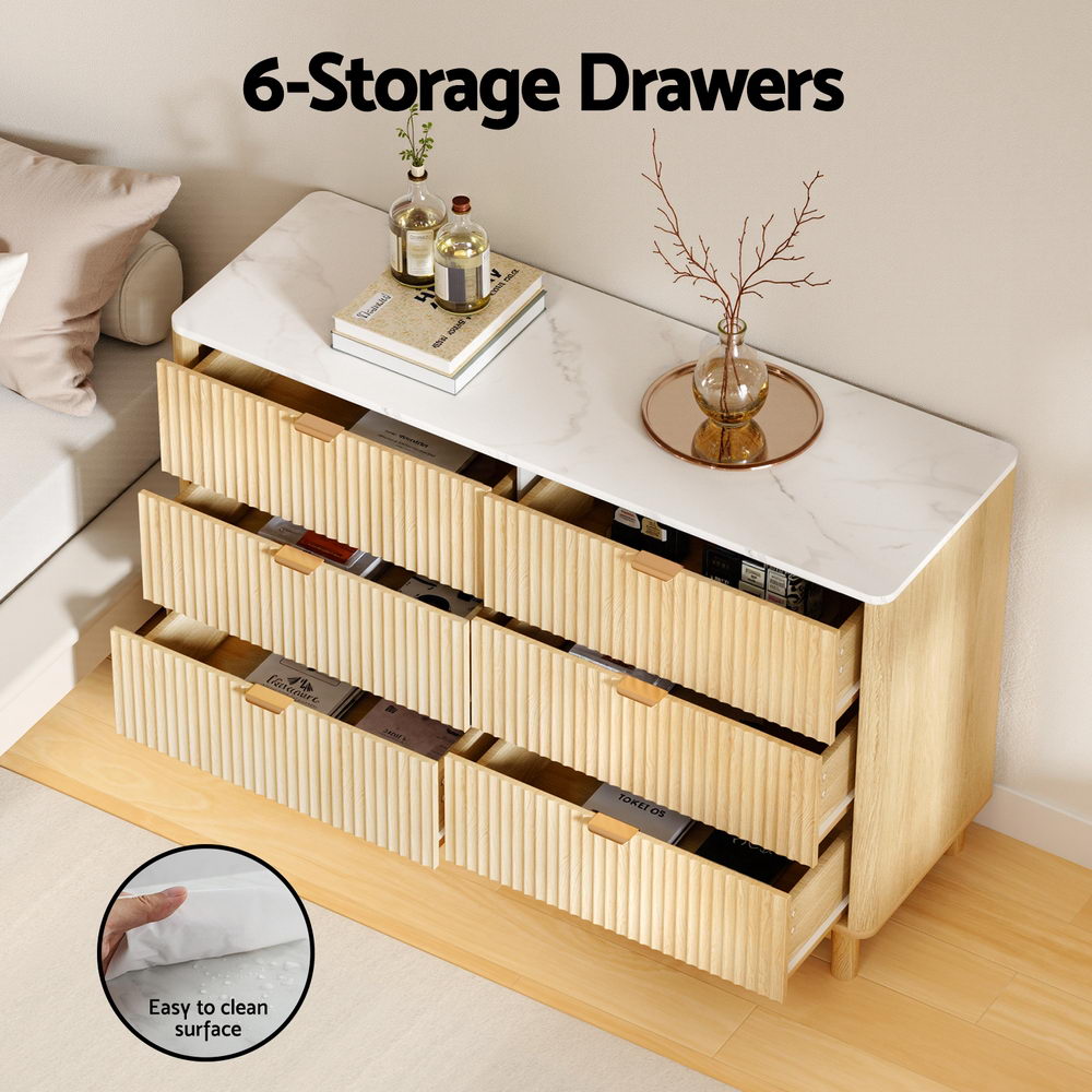 Artiss 6 Chest of Drawers Dresser Table Pine