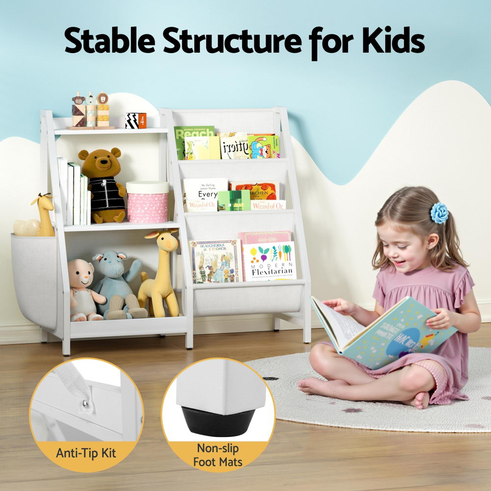 Keezi 3-Tier Kids Bookshelf Bookcase Children Toy Storage Organizer Rack Display Shelf