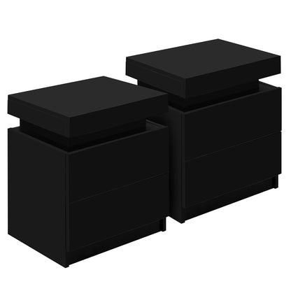 Artiss 2X Bedside Table 2 Drawers Lift-up Storage Black