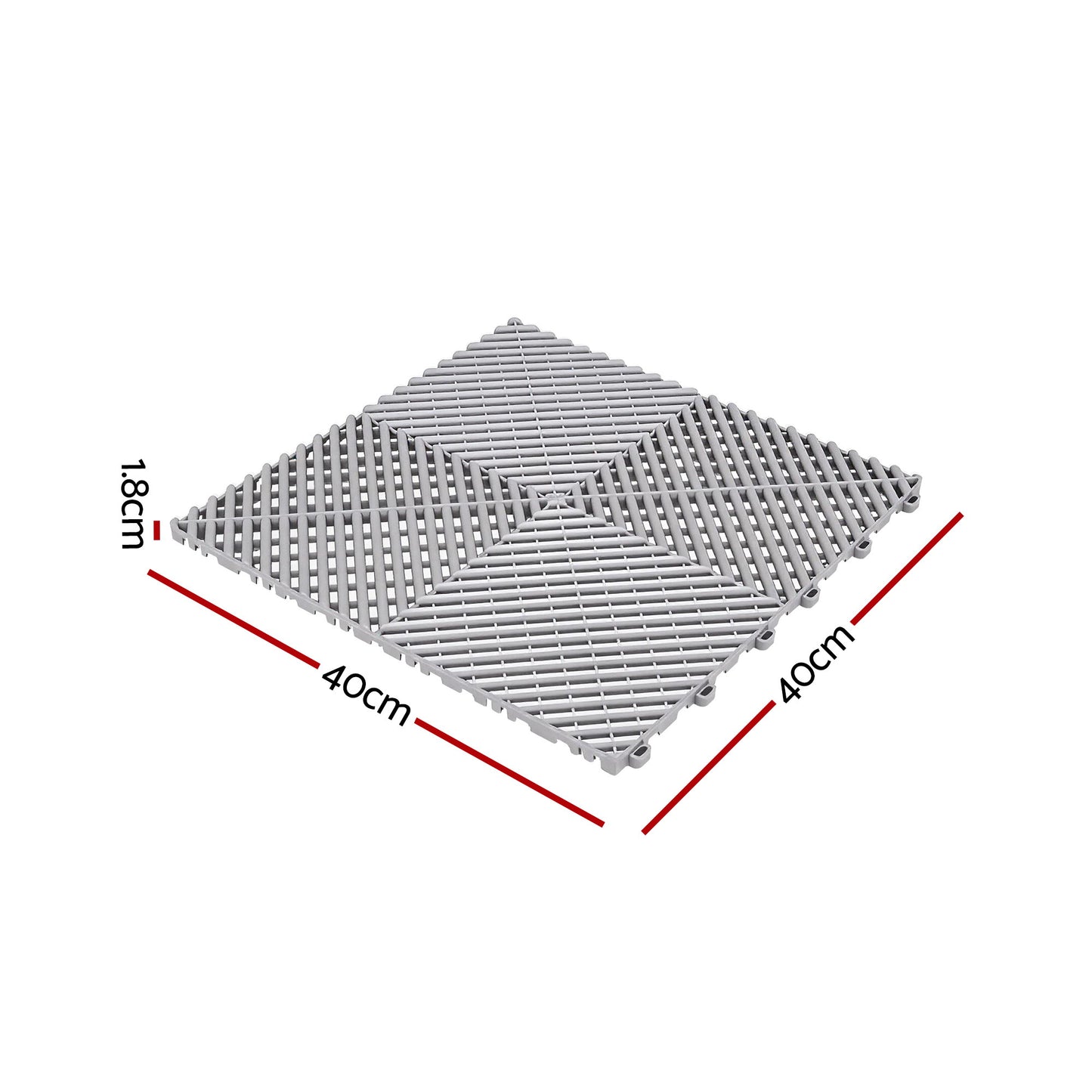 Giantz 20PCS Garage Floor Tiles Interlocking Drainage Non-Slip Tiles Heavy Duty for Workshop Grey