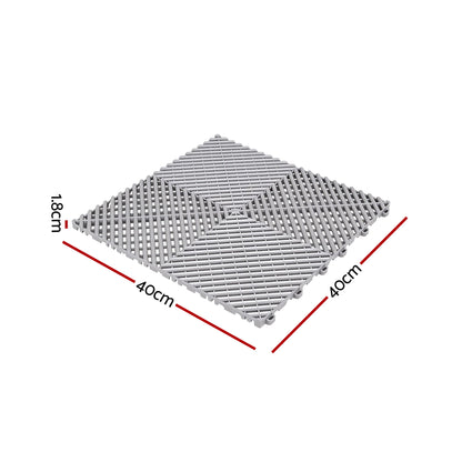 Giantz 20PCS Garage Floor Tiles Interlocking Drainage Non-Slip Tiles Heavy Duty for Workshop Grey