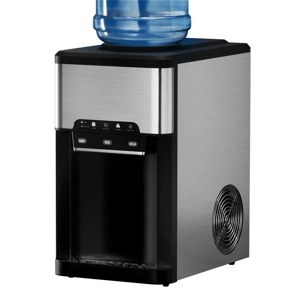 Devanti 20kg 3 in 1 Ice Maker Machine Cold and Hot Water Dispenser 3L Silver