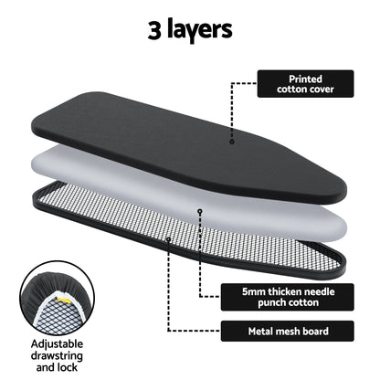 Artiss Ironing Board with Iron Rest with 3 Layers Extra Thick Cover Easy Storage