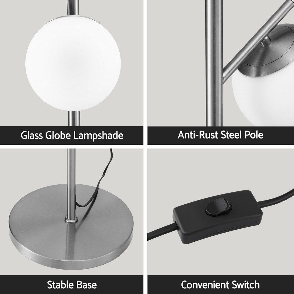 Artiss 3-Light Tree Floor Lamp 165cm Tall Standing Light with Sphere Glass Shades for Modern Homes