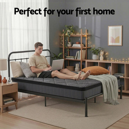 Giselle Bedding King Single Mattress 25cm Pocket Spring Latex Euro Top Medium Firm Bed
