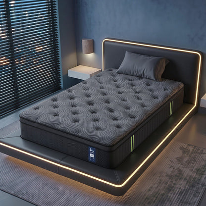 Levitex 34 cm Pocket Spring Mattress with Reinforced Edge Support & 5-Zone Pressure Relief Breathable Gel Memory Foam Hybrid Mattress for Back Pain Single
