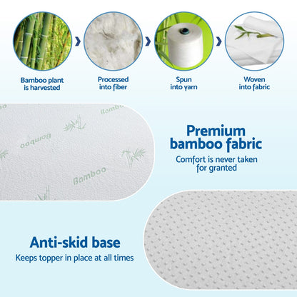 Giselle 12cm Memory Foam Mattress Topper Ventilated Cool Gel Bamboo Cover Double