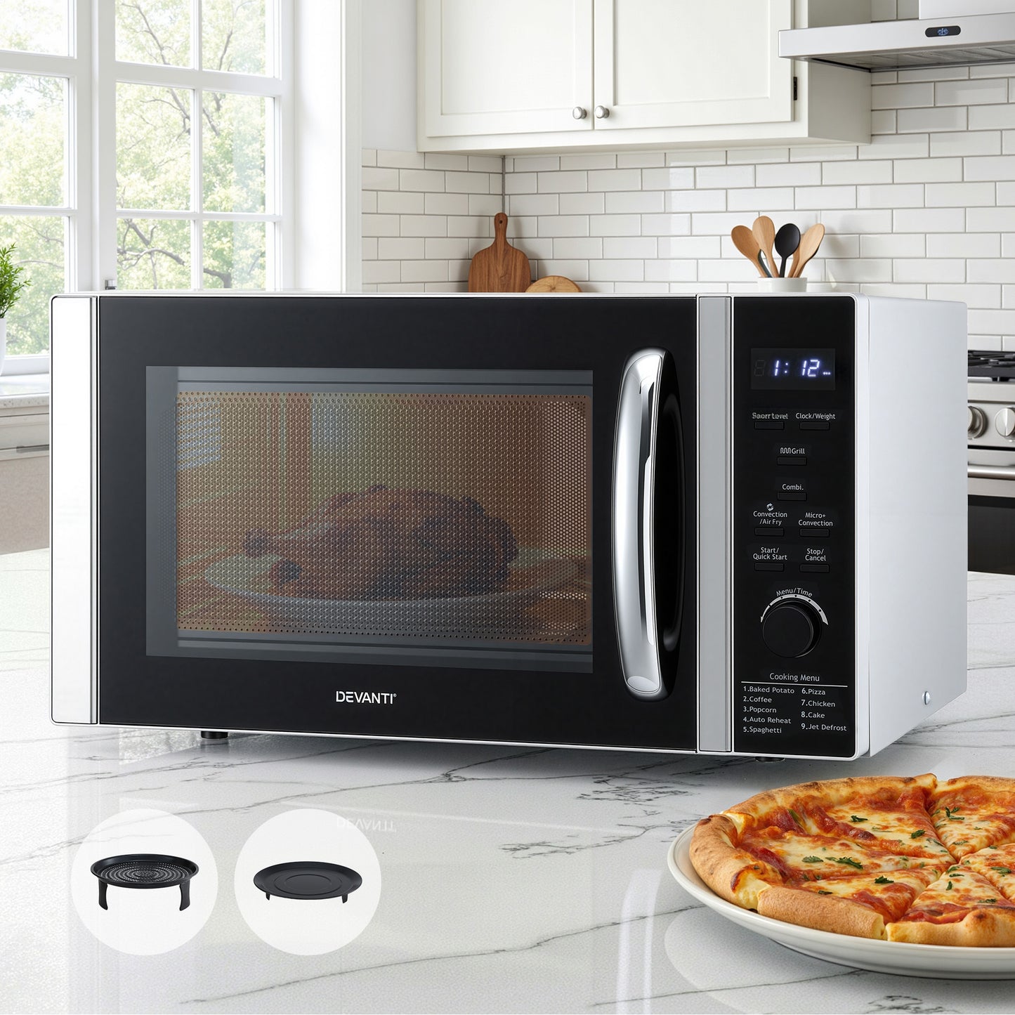 Devanti 30L Microwave Oven 4-IN-1 Air Fryer Convection Grill