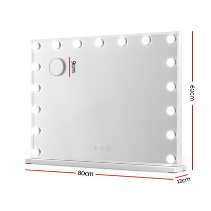Embellir Makeup Mirror 80x58cm Hollywood Vanity with LED Light Tabletop Wall