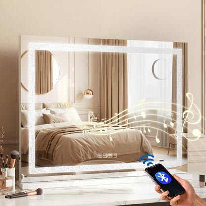 Embellir Bluetooth Makeup Mirror 80x58cm Hollywood Vanity with LED Light Crystal