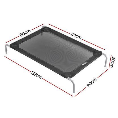 i.Pet Pet Dog Bed Elevated Trampoline Durable Raised Heavy Duty Large Dogs 90x137cm Black