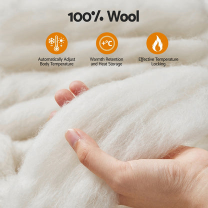 Giselle Bedding Wool Quilt 500GSM Thick Double Winter Doona Baffle Box Construction 100% Wool Filling