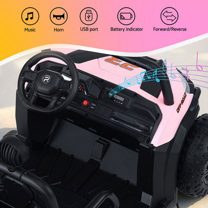 Rigo Kids Ride On Car Electric Toys Cars Headlight Music Remote Control Pink