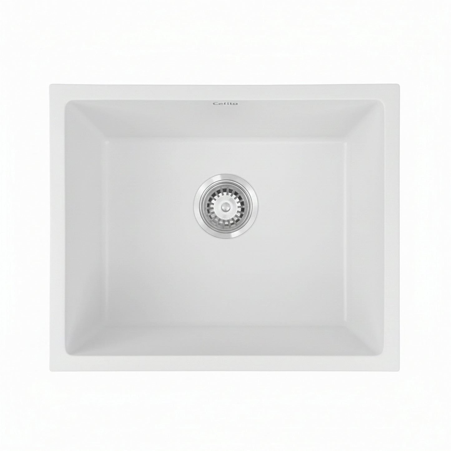 Cefito Kitchen Sink 55x45cm Granite Stone Sink Single Bowl White