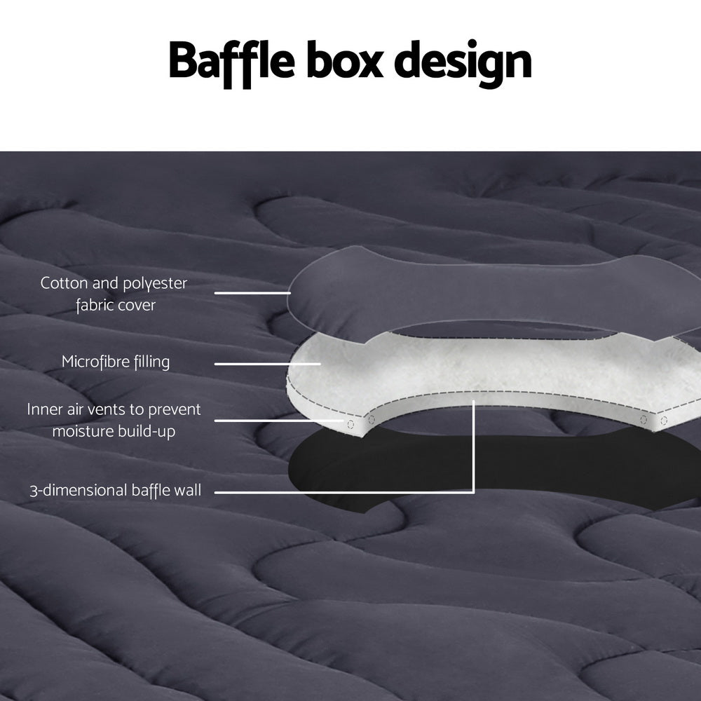 Giselle Bedding 3-Zone Pillowtop Mattress Topper 1000GSM for Back Pain Relief Washable with 45cm Deep Pocket King