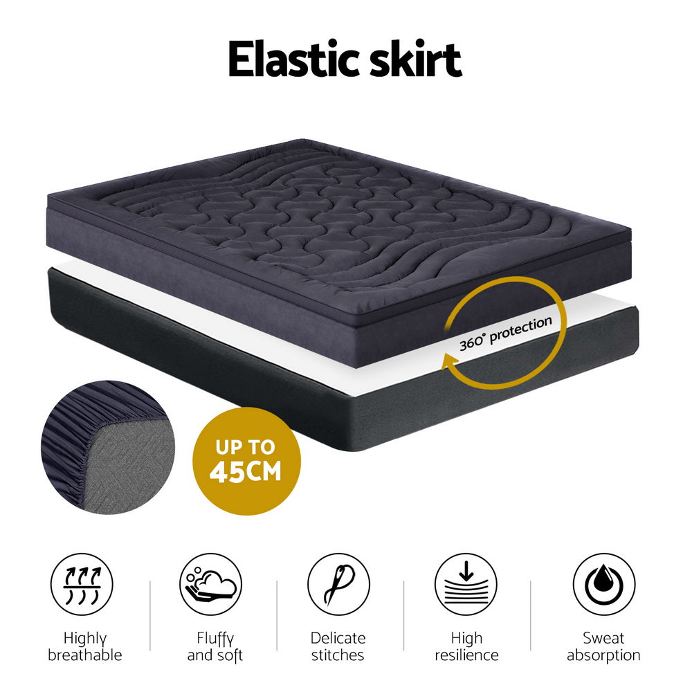 Giselle Bedding 3-Zone Pillowtop Mattress Topper 1000GSM for Back Pain Relief Washable with 45cm Deep Pocket King Single