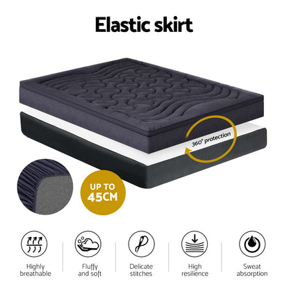 Giselle Bedding 3-Zone Pillowtop Mattress Topper 1000GSM for Back Pain Relief Washable with 45cm Deep Pocket Queen