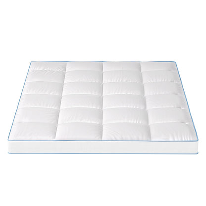 Giselle Bedding 1500GSM Bamboo Pillowtop Mattress Topper 10cm Thick Pad for Back Pain Relief, High Loft Cooling Underlay for Dorm & Guest Bed, 45cm Deep Pocket Double