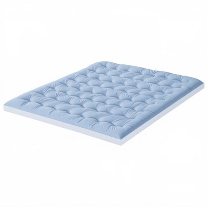 Giselle Bedding Pillowtop Mattress Topper 5cm Reversible Cooling & Soft Coral Fleece Pad for Back Pain Relief, Washable Skin-friendly Bed Protector with 45cm Deep Pocket Double