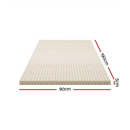 Giselle Bedding Latex Mattress Topper, 5cm Thick Cooling Bed Pad for Side Sleepers Pain Relief, 7 Zone Foldable Mat with Washable Cover for Guest Room Bedroom Single