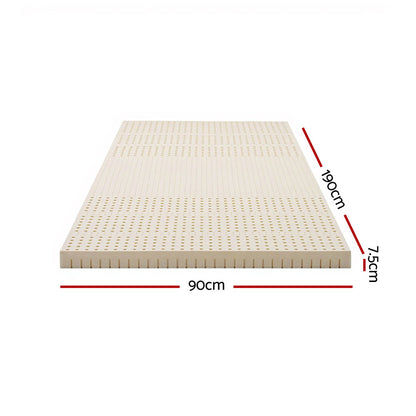 Giselle Bedding Latex Mattress Topper, 7.5cm Thick 7-Zone Pressure Relief Bed Pad with Washable Cover, Cooling Breathable Mat for Side Sleepers & Back Pain, Beige Single