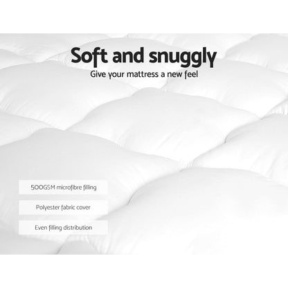 Giselle Bedding Pillowtop Mattress Topper 5cm Thick Mattress Pad for Back Pain Relief & Old Beds Machine Washable 500GSM Breathable Protector Single