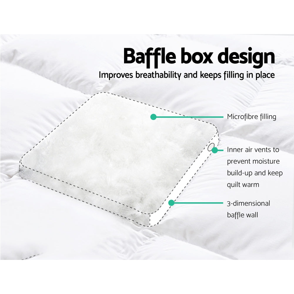Giselle Bedding Pillowtop Mattress Topper 5cm Thick Pad for Back Pain Relief Washable Underlay Protector 1000GSM Microfibre Filling 45cm Deep Pocket Double