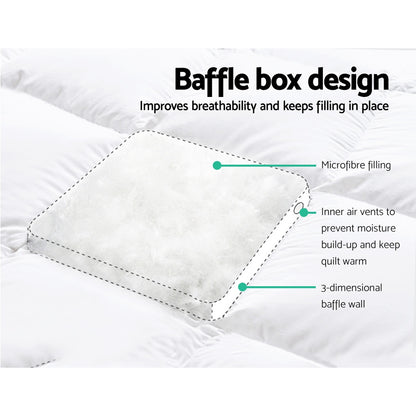 Giselle Bedding Pillowtop Mattress Topper 5cm Thick Pad for Back Pain Relief Washable Underlay Protector 1000GSM Microfibre Filling 45cm Deep Pocket Double