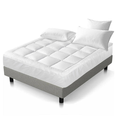 Giselle Bedding Pillowtop Mattress Topper 5cm Thick Pad for Back Pain Relief Washable Underlay Protector 1000GSM Microfibre Filling 45cm Deep Pocket Double