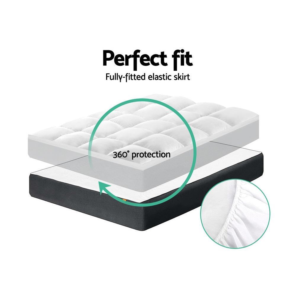 Giselle Bedding Pillowtop Mattress Topper 5cm Thick Pad for Back Pain Relief Washable Underlay Protector 1000GSM Microfibre Filling 45cm Deep Pocket King Single