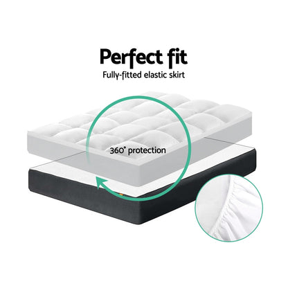 Giselle Bedding Pillowtop Mattress Topper 5cm Thick Pad for Back Pain Relief Washable Underlay Protector 1000GSM Microfibre Filling 45cm Deep Pocket Queen