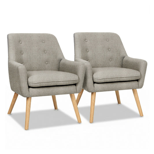 Artiss 2X Armchair Lounge Chair Accent Tub Chair Beige ANNE