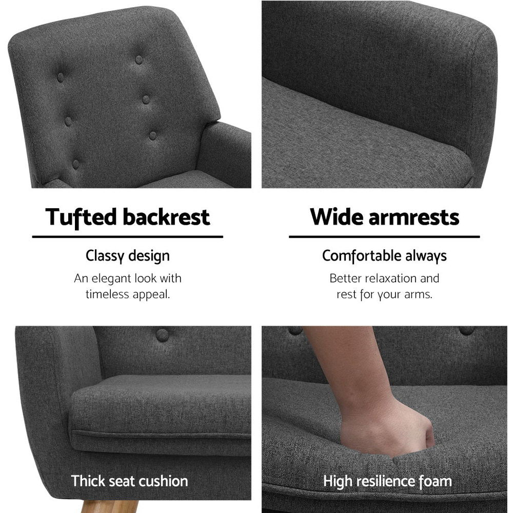 Artiss Armchair Linen Fabric Anne Charcoal