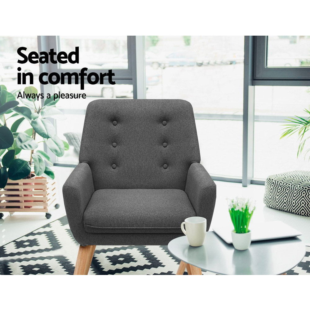 Artiss Armchair Linen Fabric Anne Charcoal