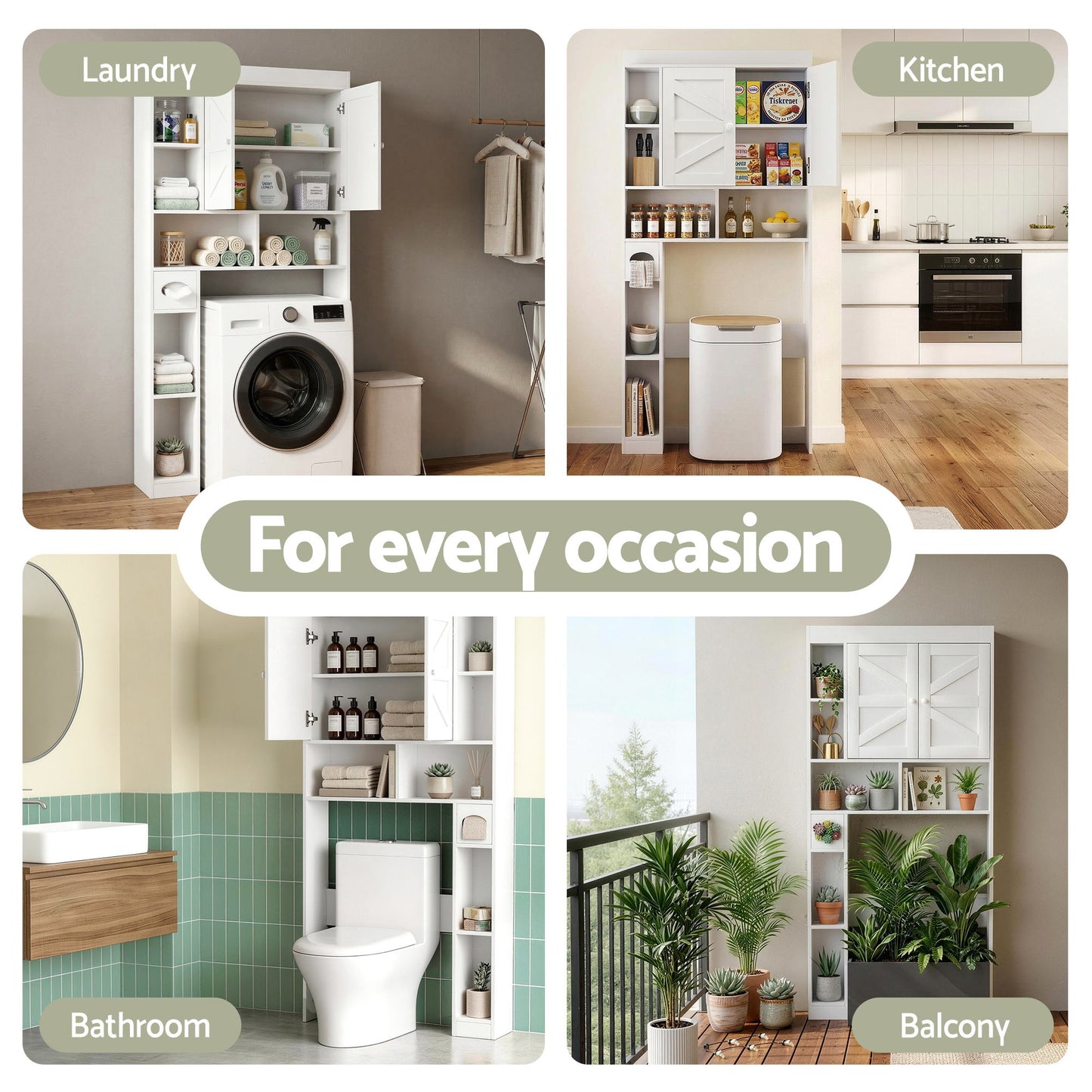Artiss Bathroom Storage Cabinet Over The Toilet Organiser Laundry Shelf Holder