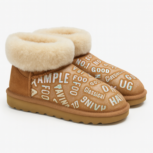 Womens Australian Sheepskin Wool Fur Mini UGG Ankle Boots in Metallic Chestnut - 5